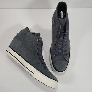 Converse CTAS Charcoal Gray Suede Lux Mid Hidden Wedge Sneakers Women's 10